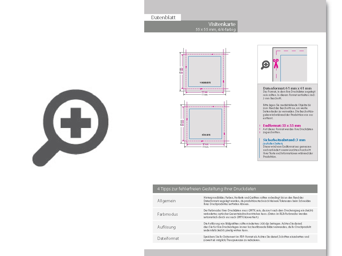 Product Bild visitenkarten_quadratisch_5_5_farbig_55_x_55_mm___beidseitig_bedruckt_(cmyk_4-farbig_+_1_pantone-sonderfarbe)